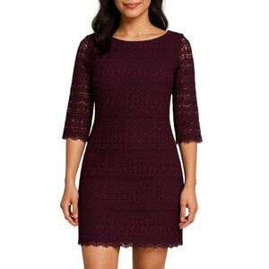 Ronni Nicole Purple Lace Fully Lined Scalloped Hem Back Zipper Dress Size 8P